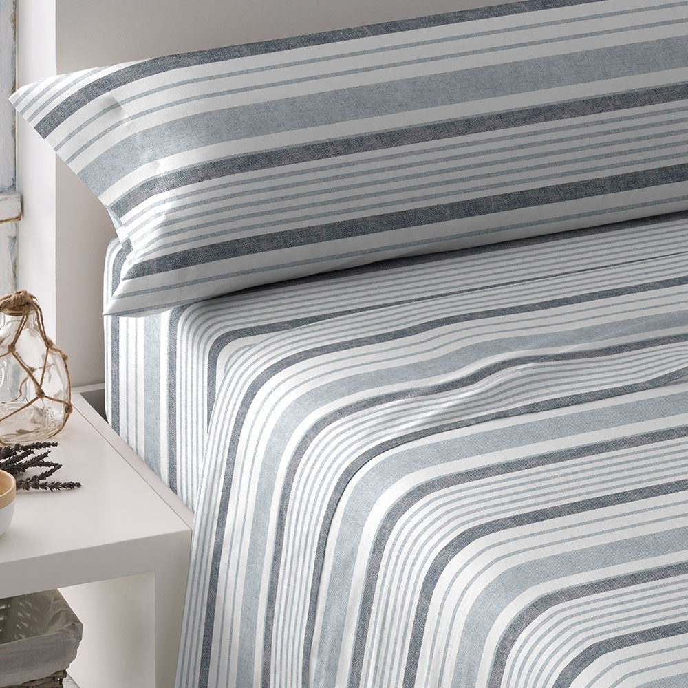 Juego de sábanas algodón Raya Bonnie verde frances