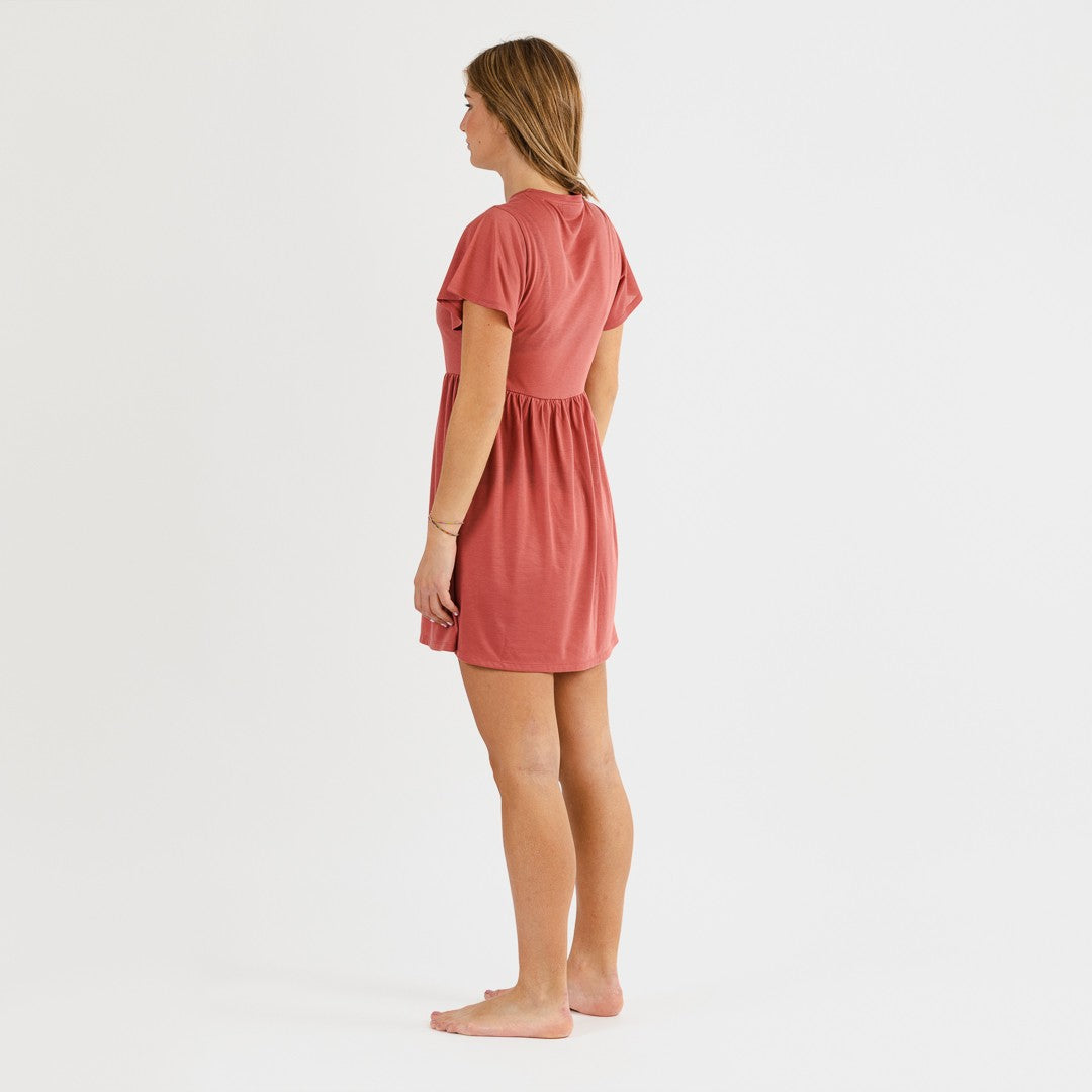 Camisón manga corta marsala