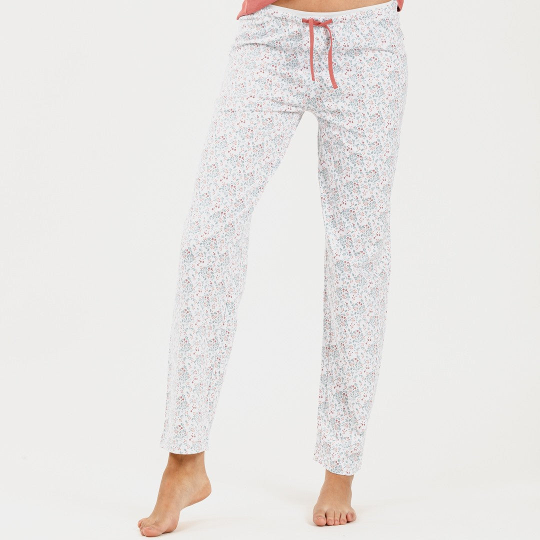 Pijama largo algodón Lorena marsala