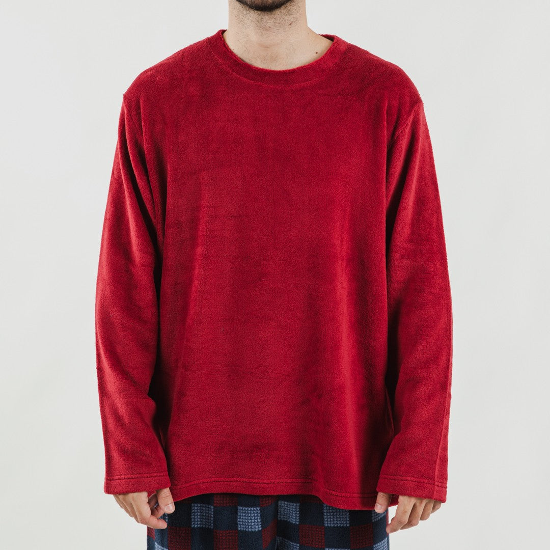 Pijama masculino Blas em fleece coral, cor bordô