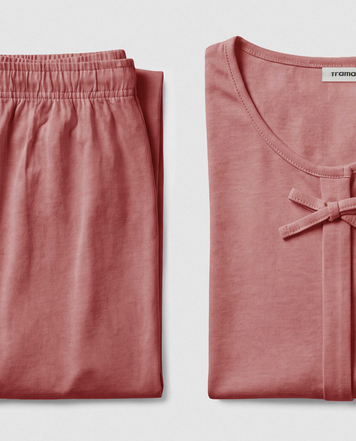 Pijama largo de algodón lazo malva