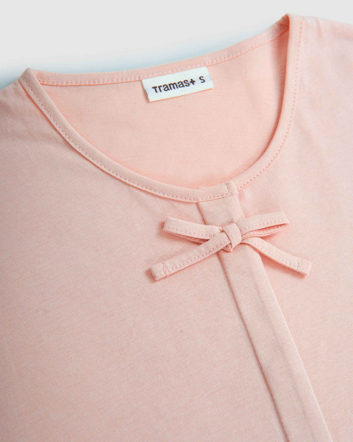 Pigiama lungo in cotone con fiocco rosa