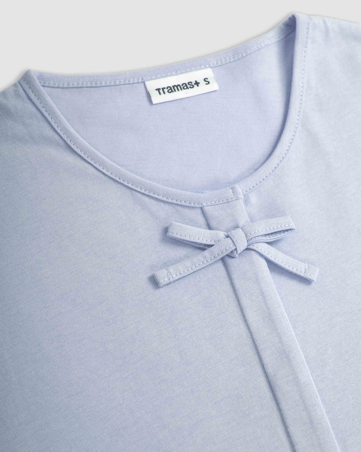 Pigiama lungo in cotone con fiocco azzurro