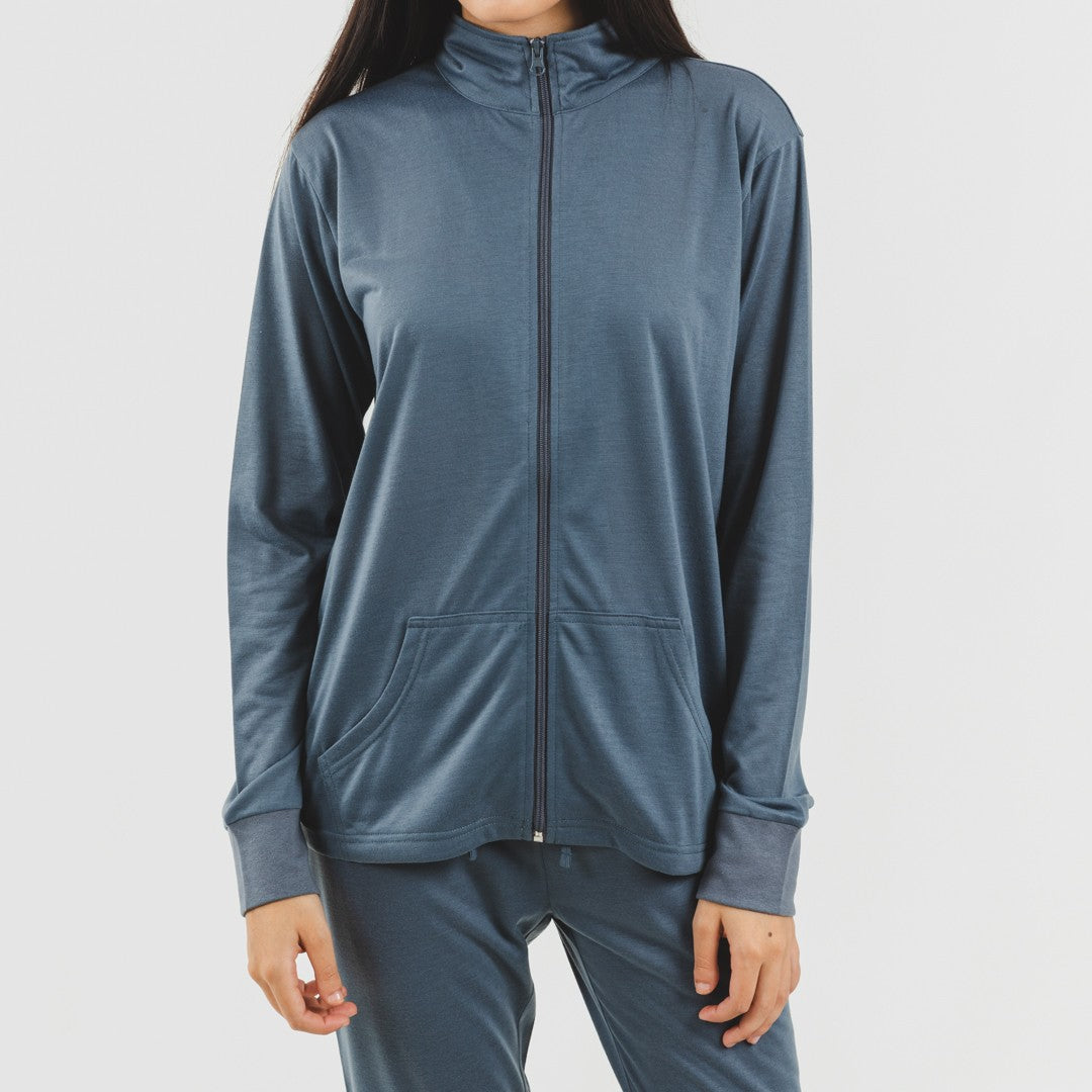 Conjunto deportivo chaqueta cremallera mujer indigo