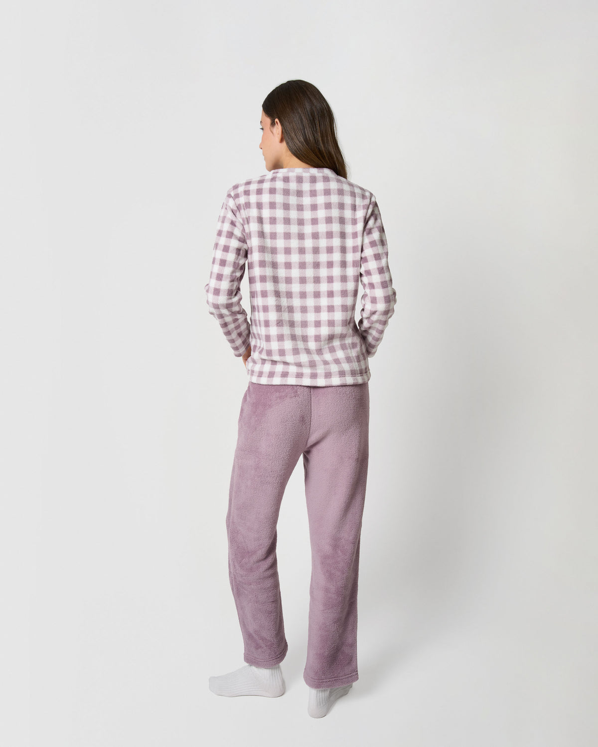 Pijama coral cuadro vento berenjena