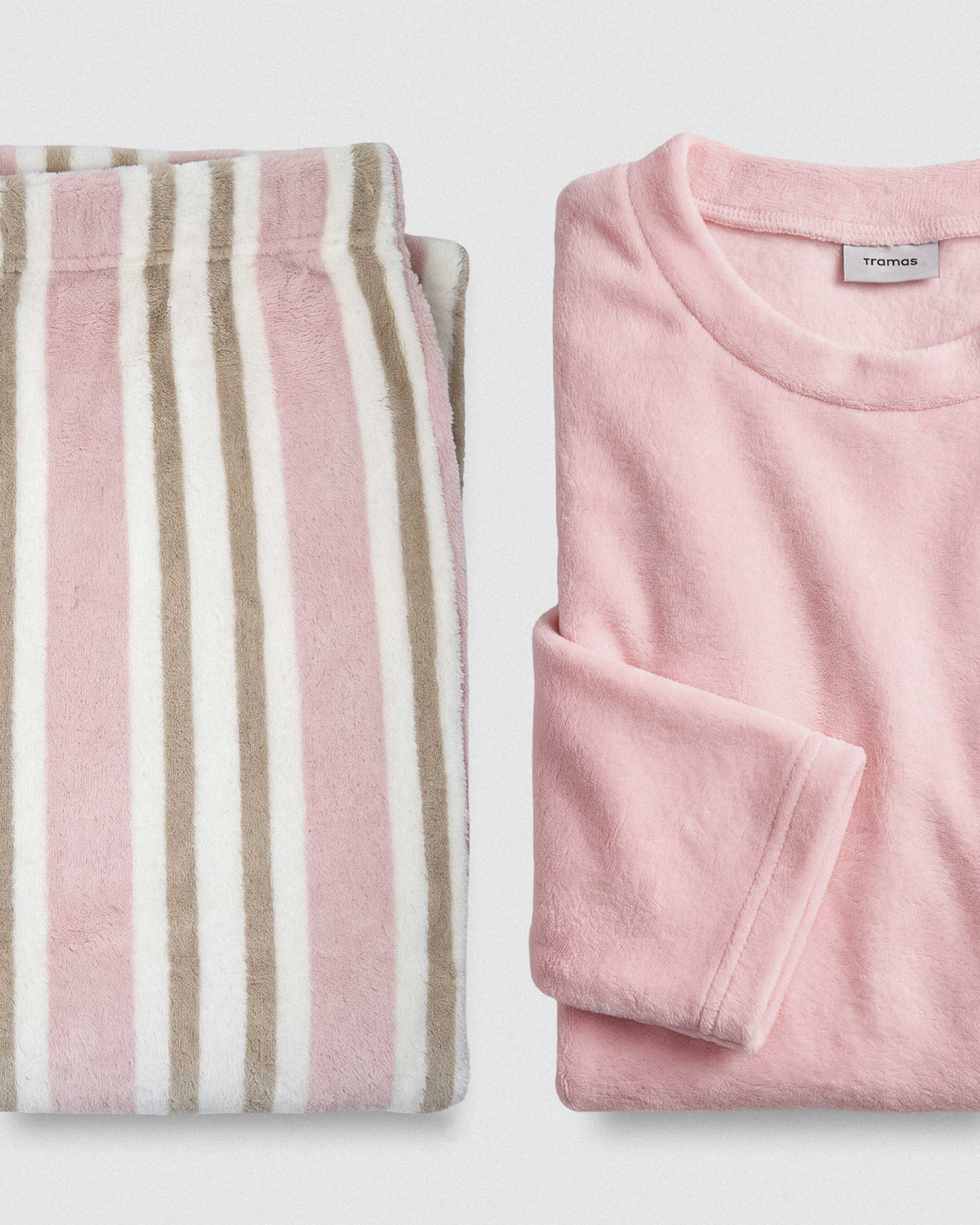 Striped coral fleece pyjamas Flow pink