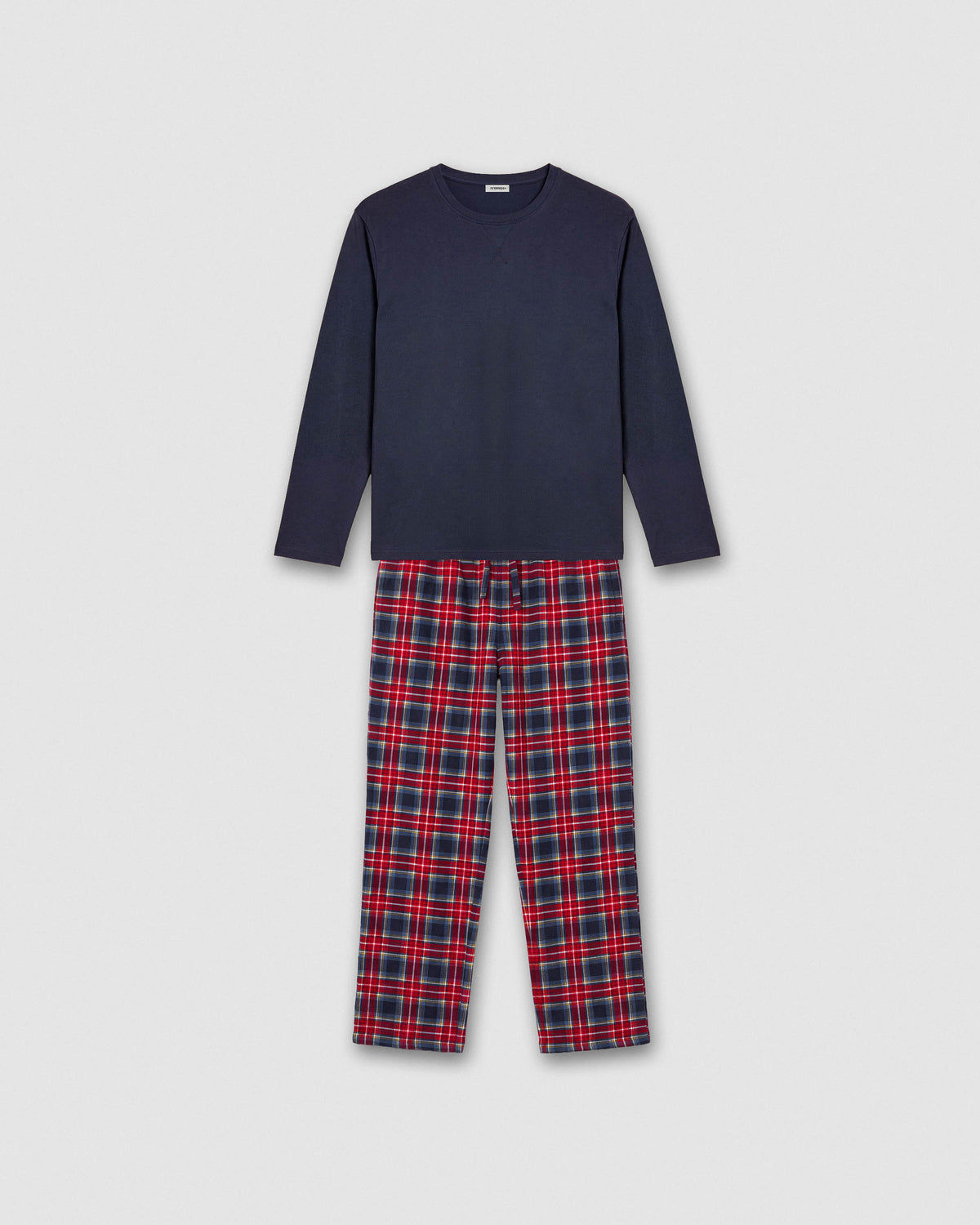 Pijama franela algodón cuadro tuc azul marino