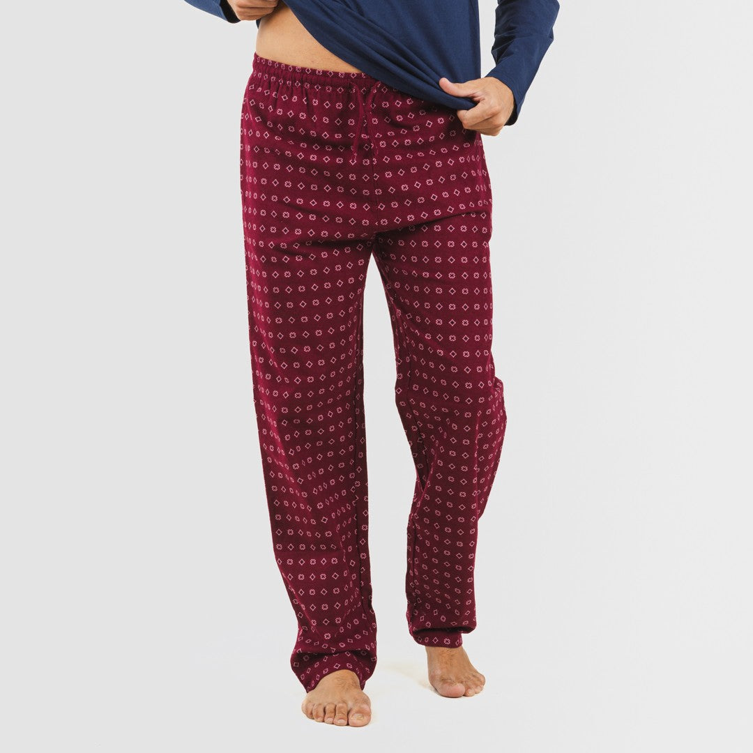 Pijama masculino de flanela Loui, azul marinho