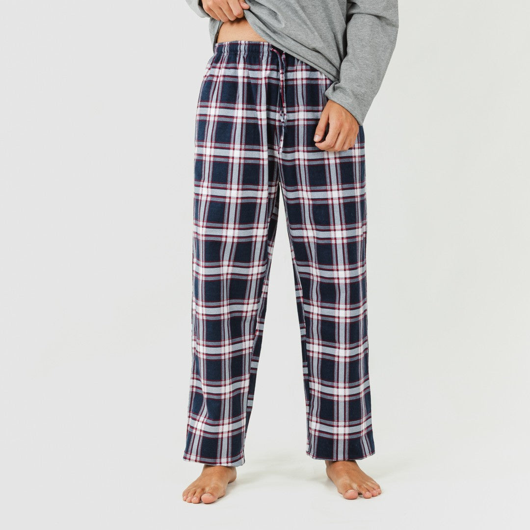 Pijama hombre franela Cuadro Tarso gris
