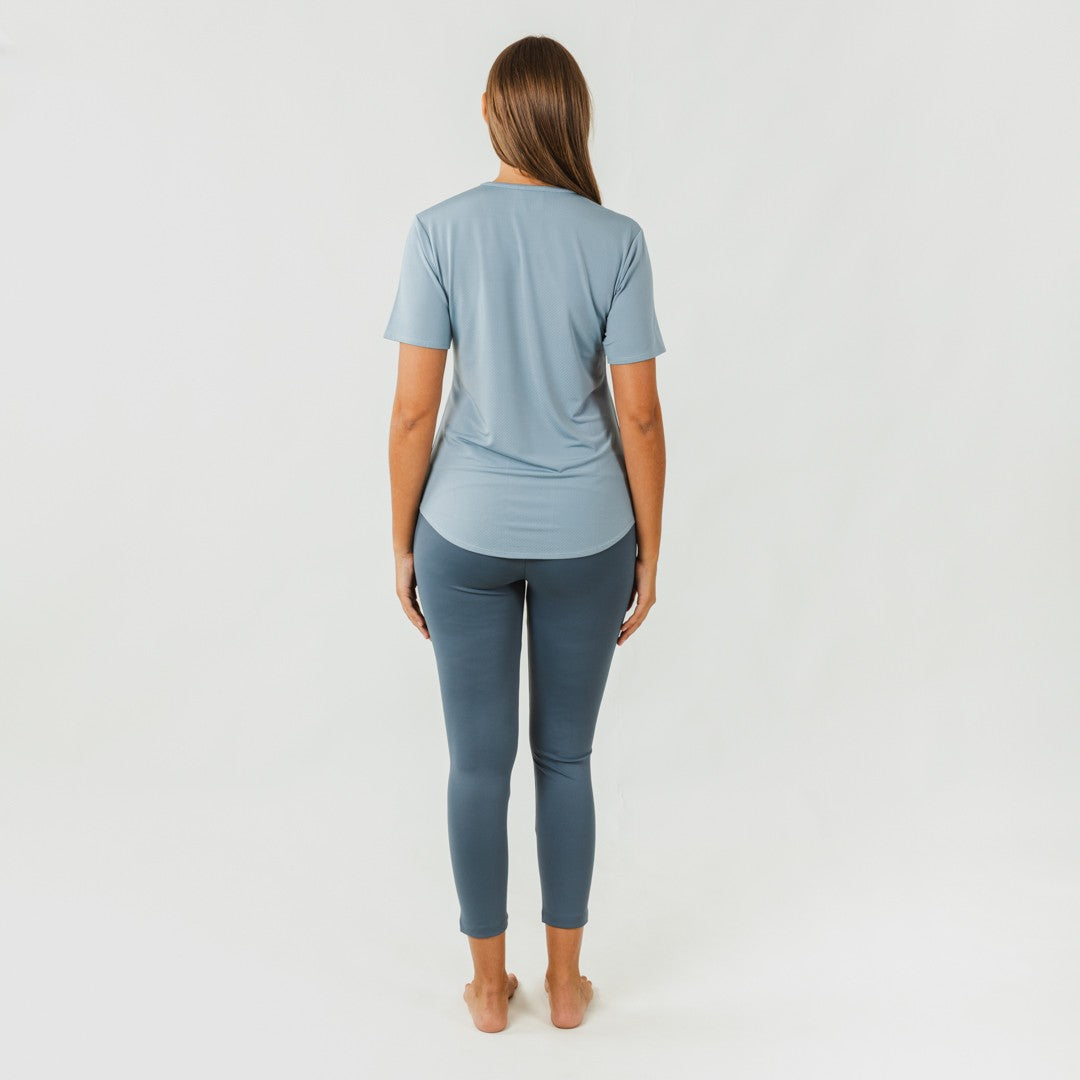 Conjunto deportivo leggings largo mujer indigo claro/oscuro