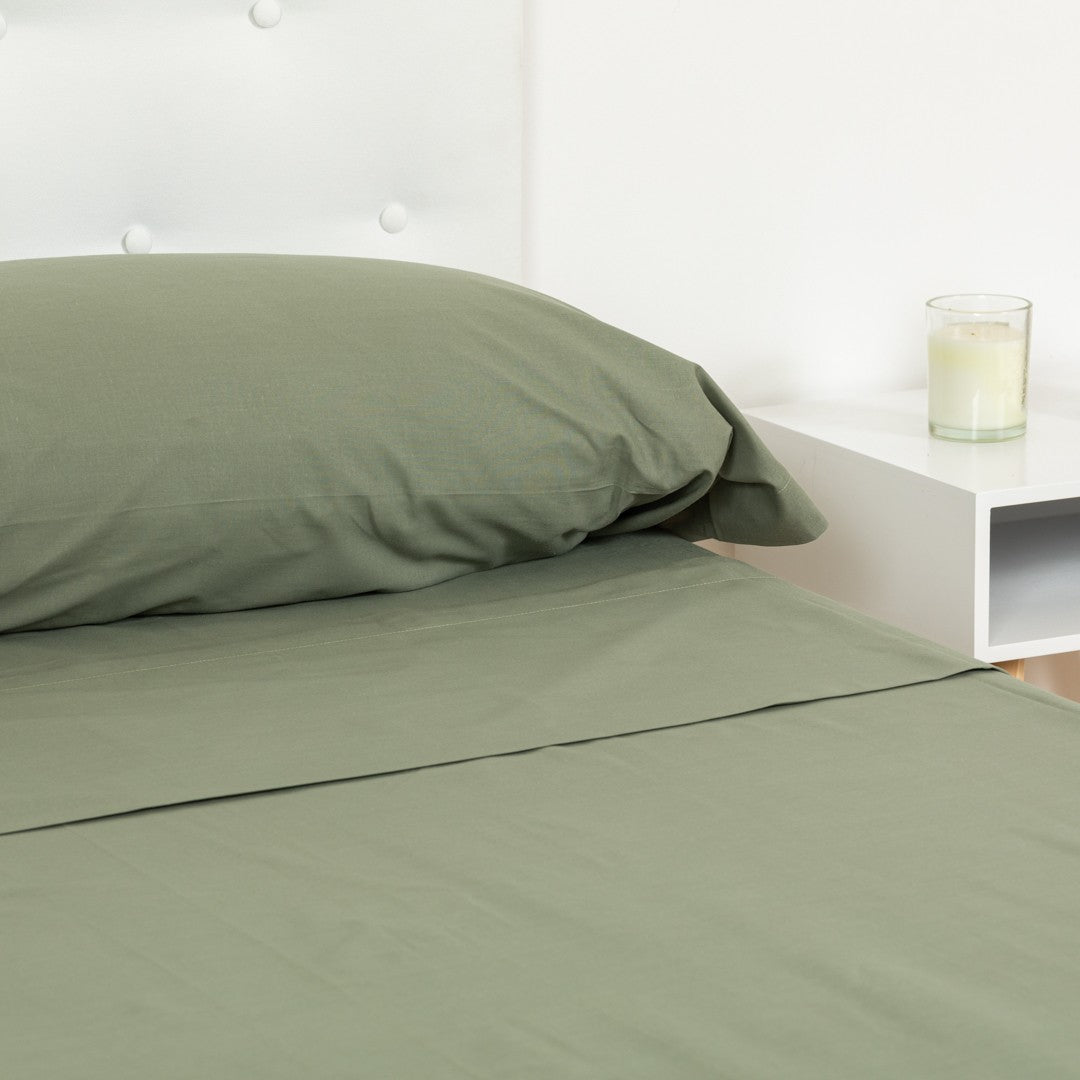 Jogo de lençóis de algodão liso verde caça