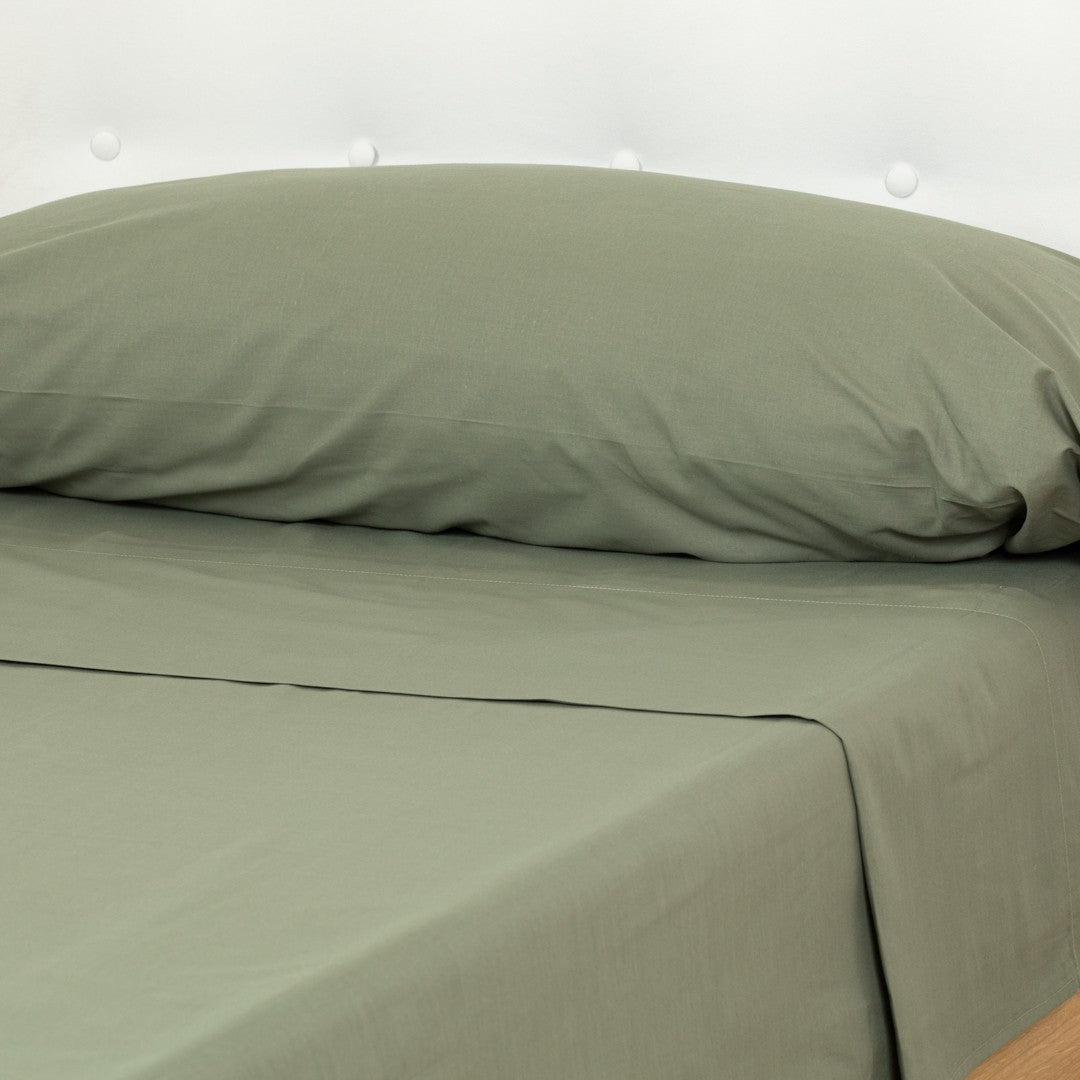 Jogo de lençóis de algodão liso verde caça