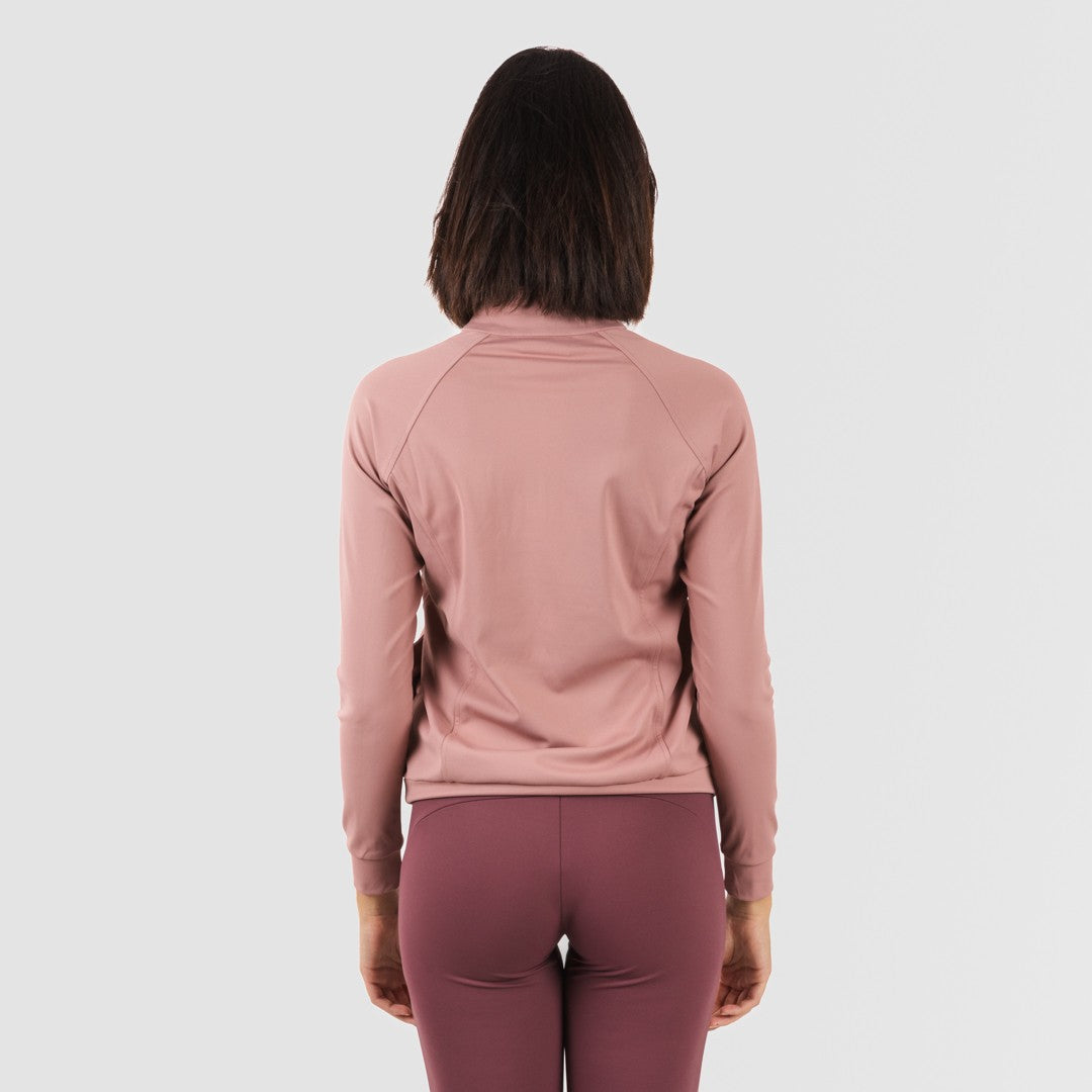 Sudadera deportiva mujer con cremallera y bolsillo malva