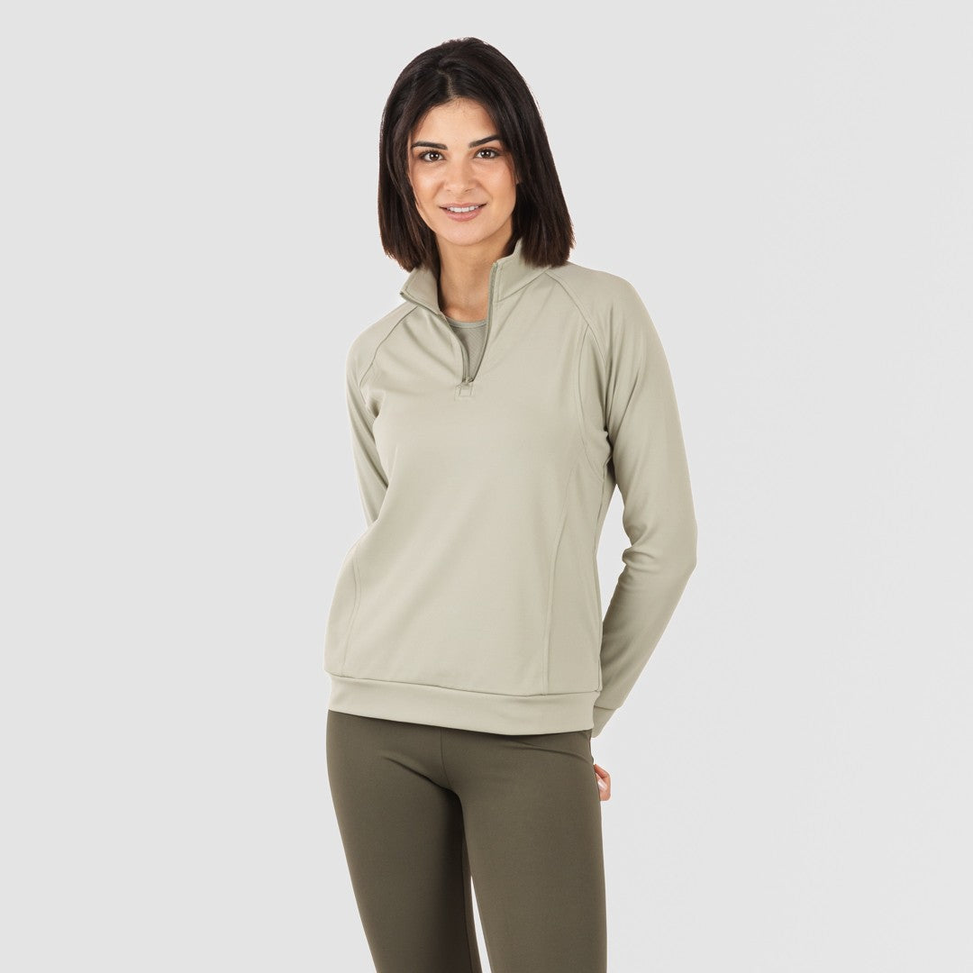 Sudadera deportiva mujer con cremallera y bolsillo verde hoja