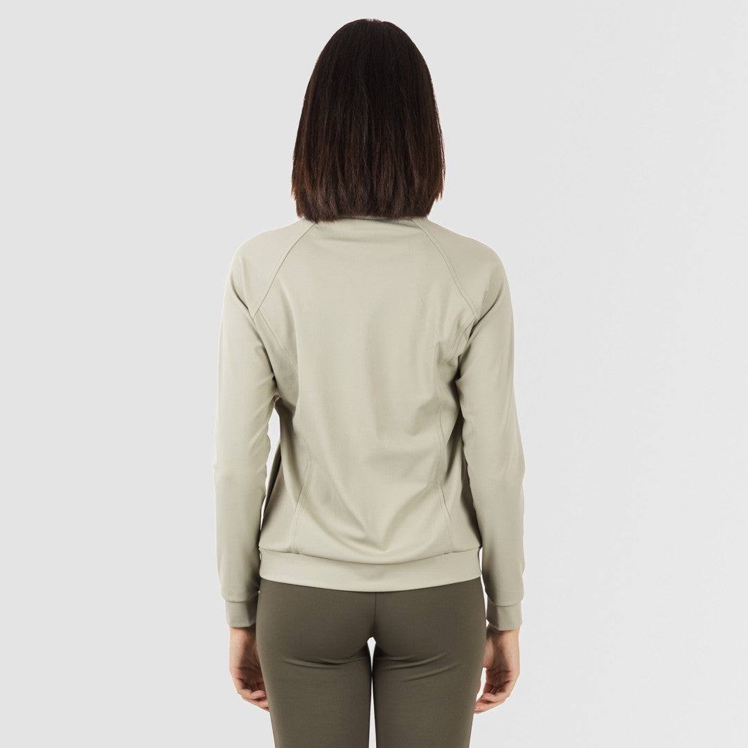 Sudadera deportiva mujer con cremallera y bolsillo verde hoja