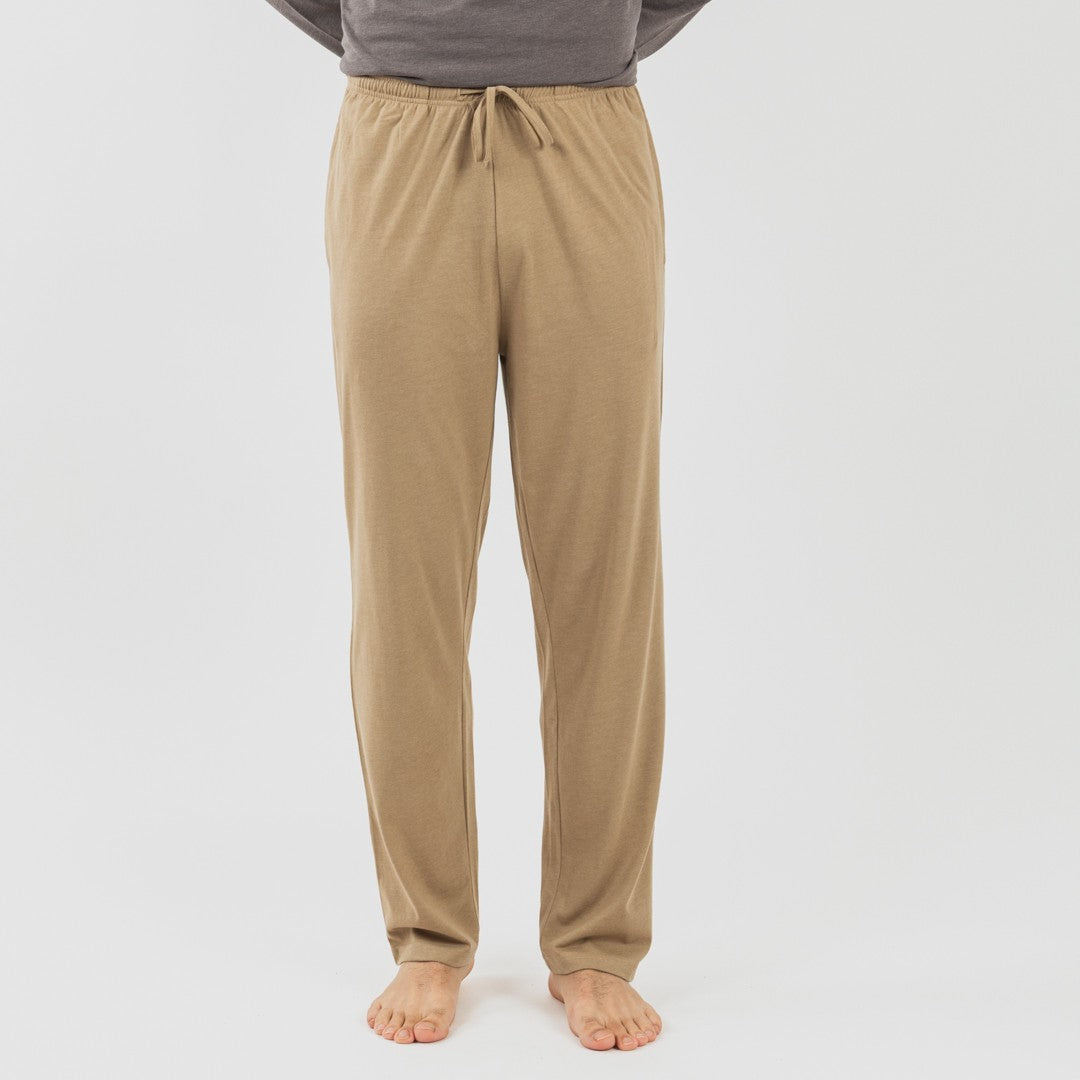 Pijama largo hombre con botones topo - arena