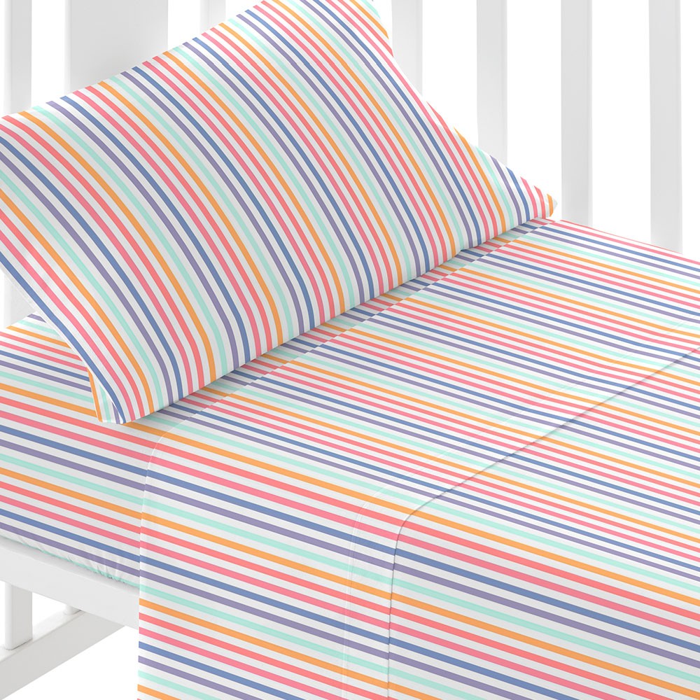 Juego de sábanas algodón Raya Praga cuna