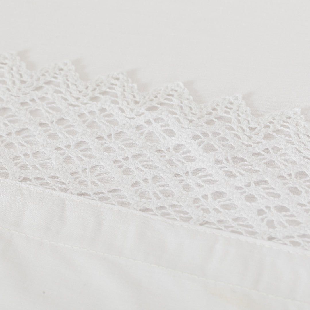 Set di lenzuola in cotone con applicazione tinta unita bianco