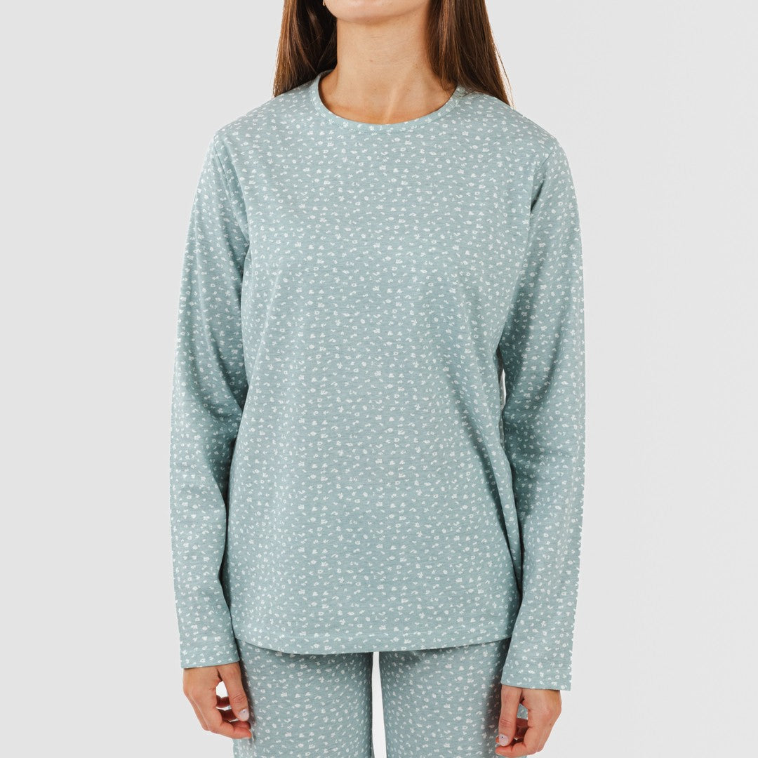 Pijama largo algodón Anita verde gastado