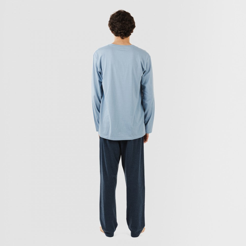 Pijama largo hombre con botones indigo - marino