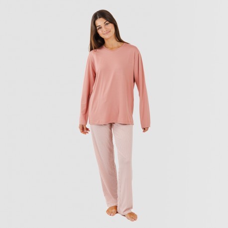 Pijama largo mujer soft Raya Aliena marsala