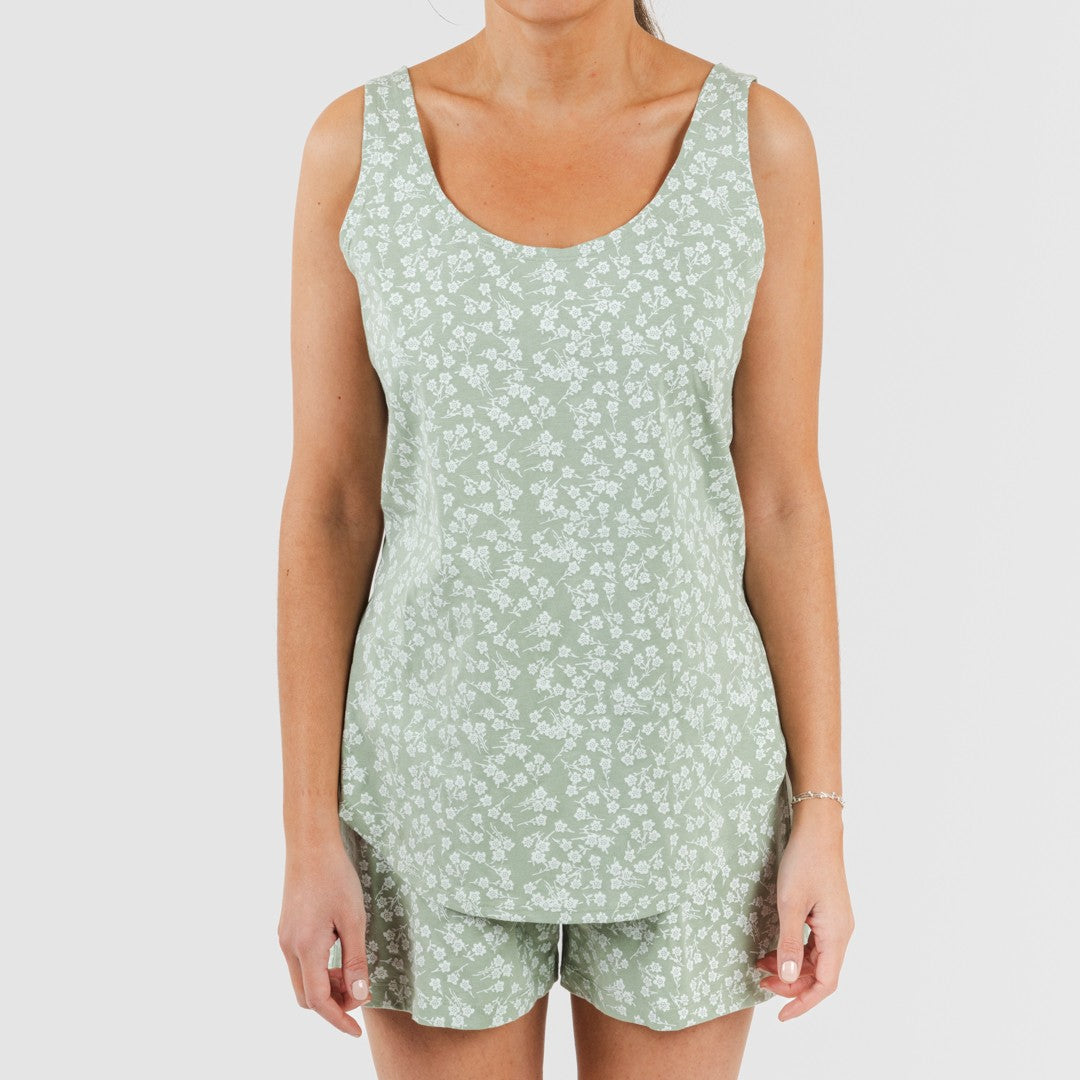 Pijama corto algodón Oniris verde caceria