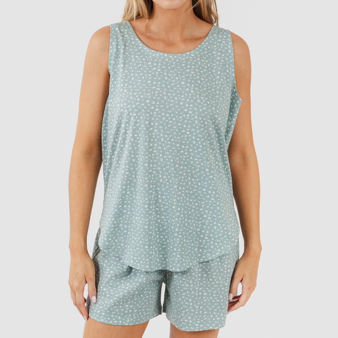 Pijama corto algodón Anita verde desgastado