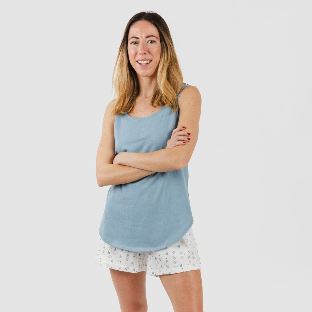 Pijama corto algodón Inés indigo