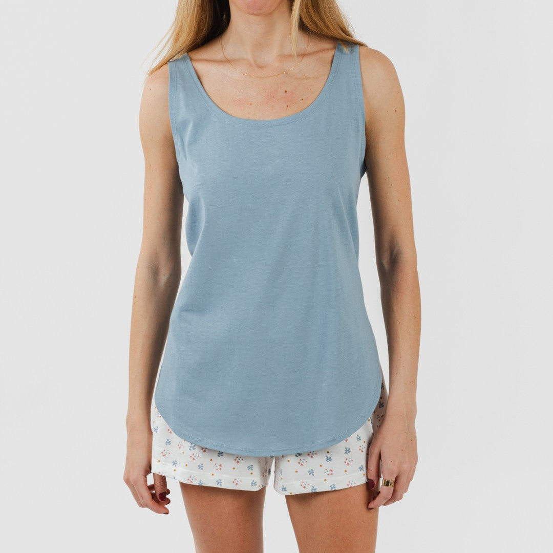 Pijama corto algodón Inés indigo