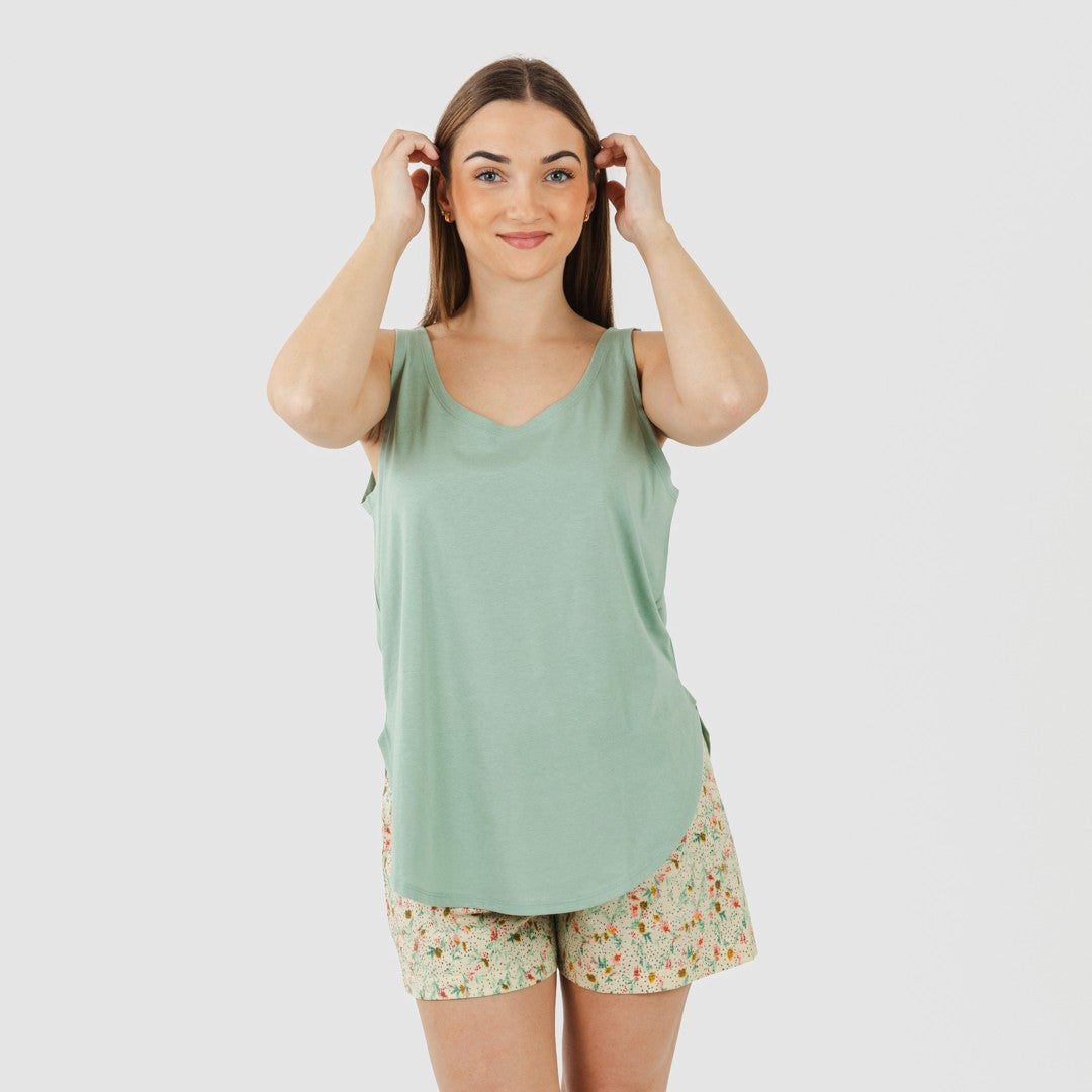 Pijama corto algodón Pamela verde