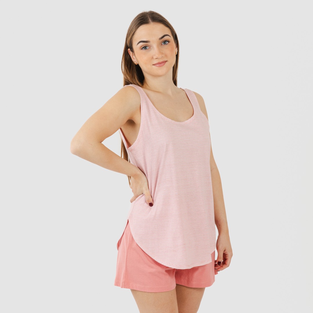 Pijama corto algodón Raya Aliena marsala