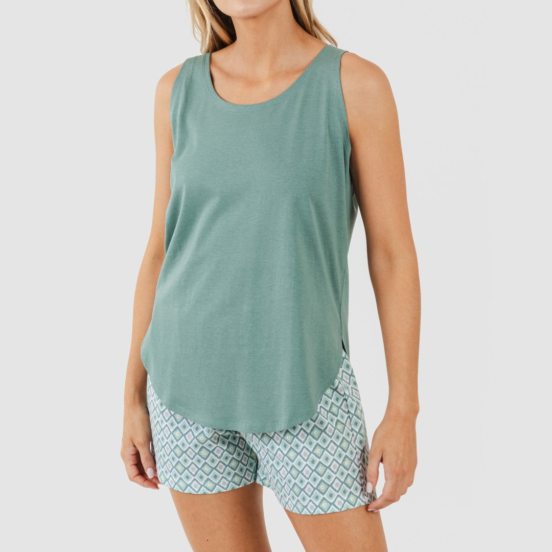 Pijama corto algodón Bianca verde menta