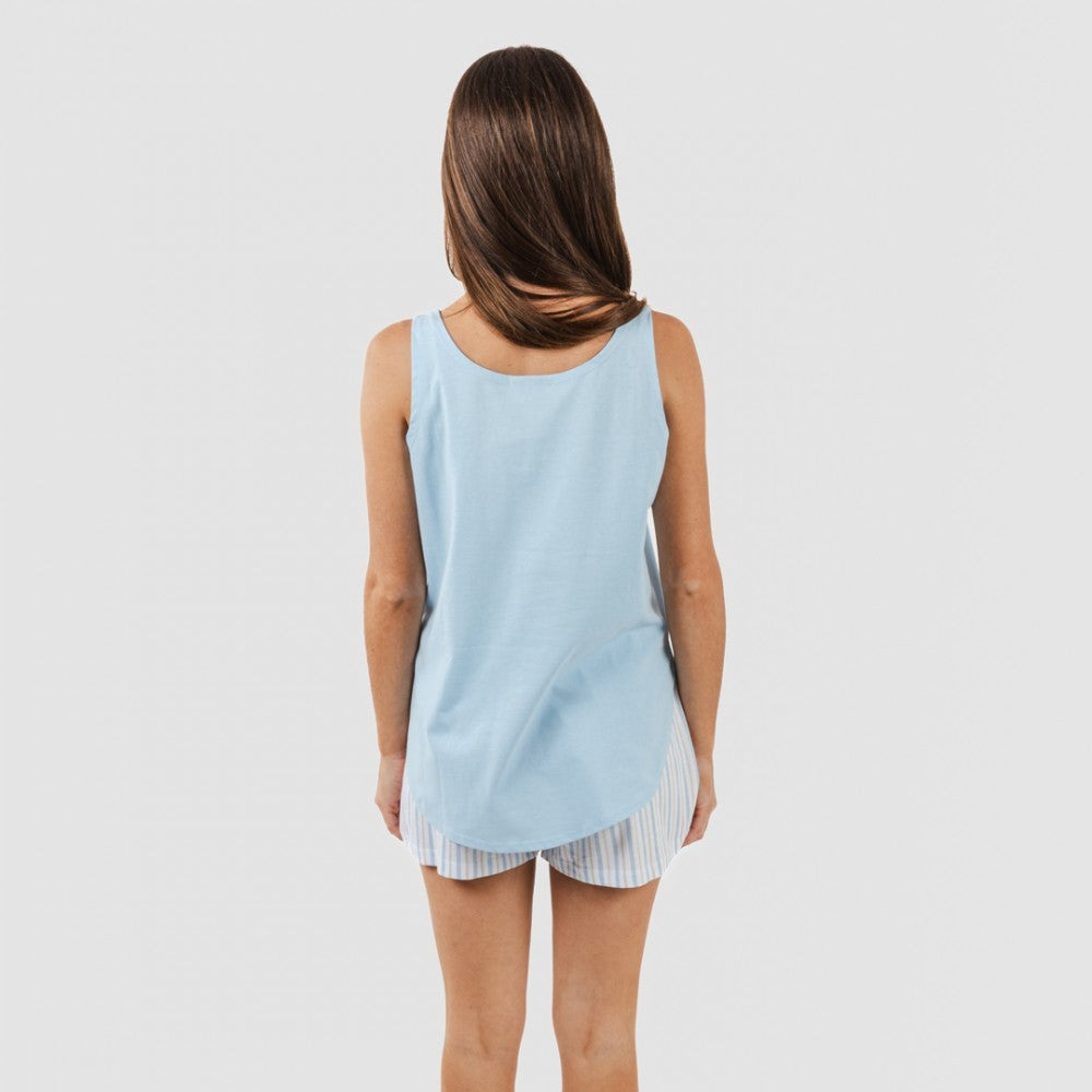 Pijama corto algodón Bennet celeste