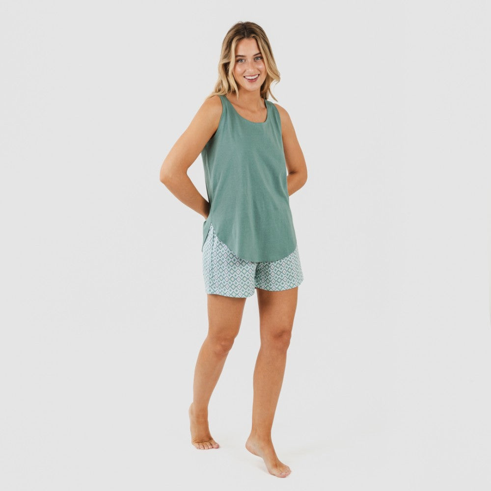 Pijama corto algodón Bianca verde menta