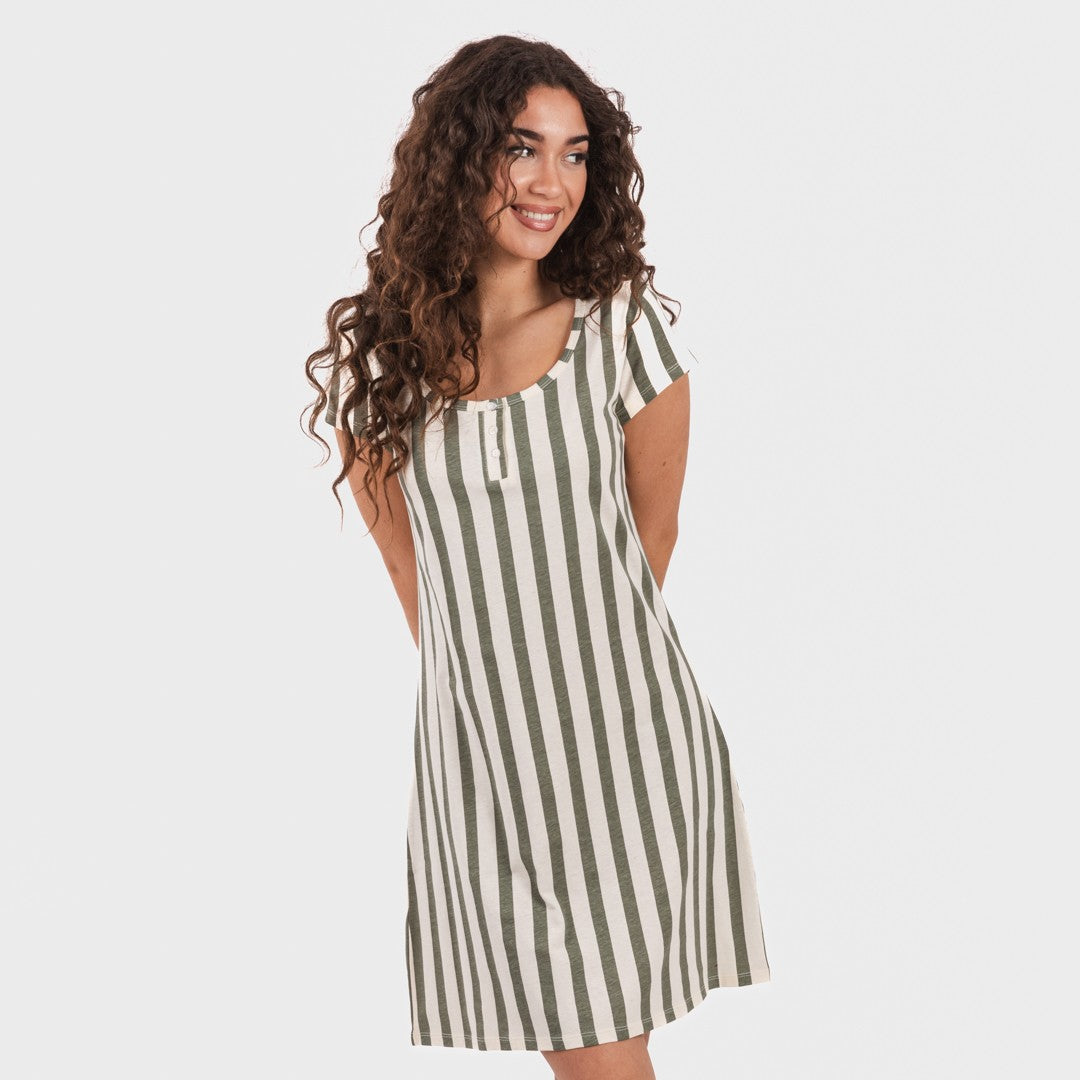 Blusón algodón Raya Avilés verde caceria