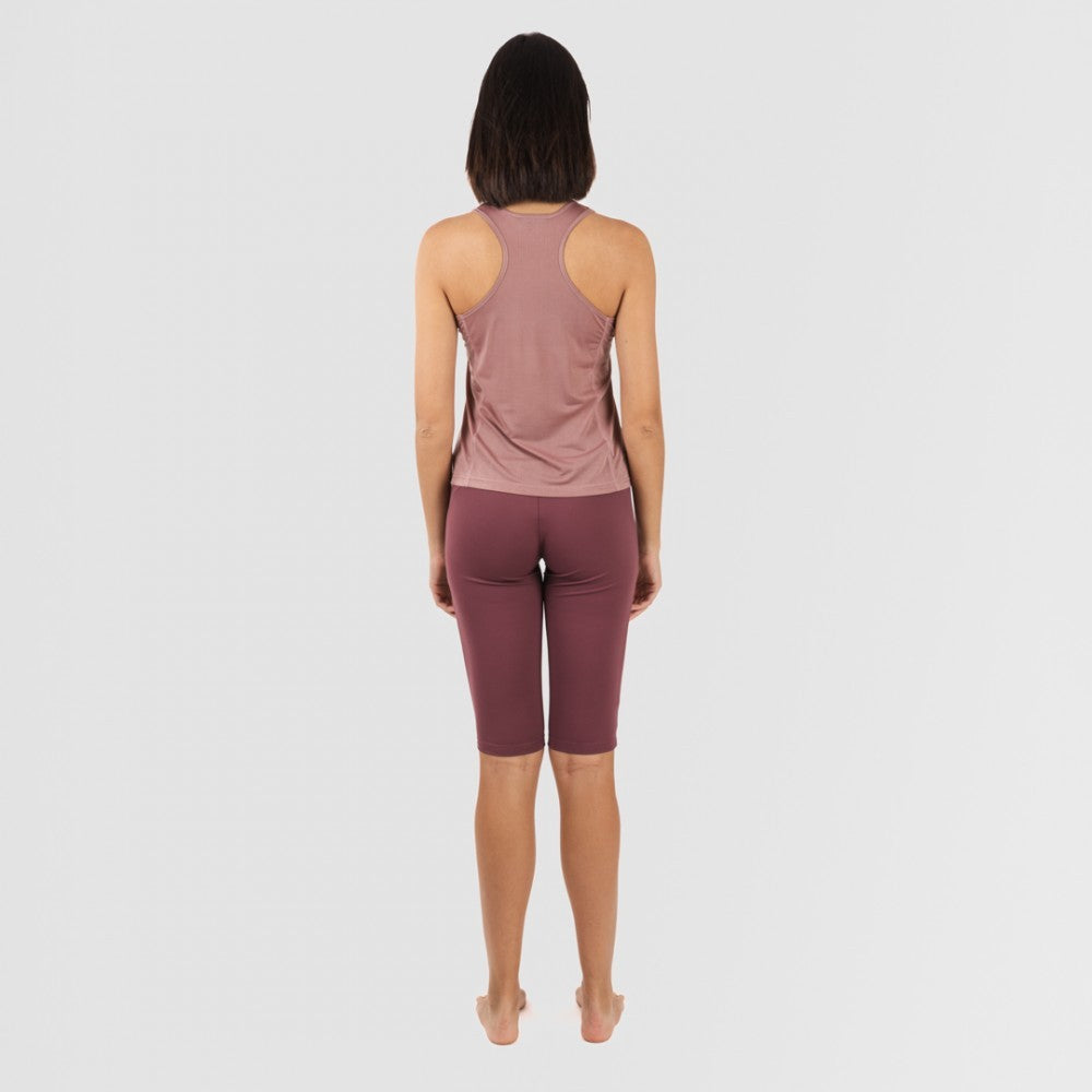 Conjunto deportivo leggings corto mujer malva - berenjena
