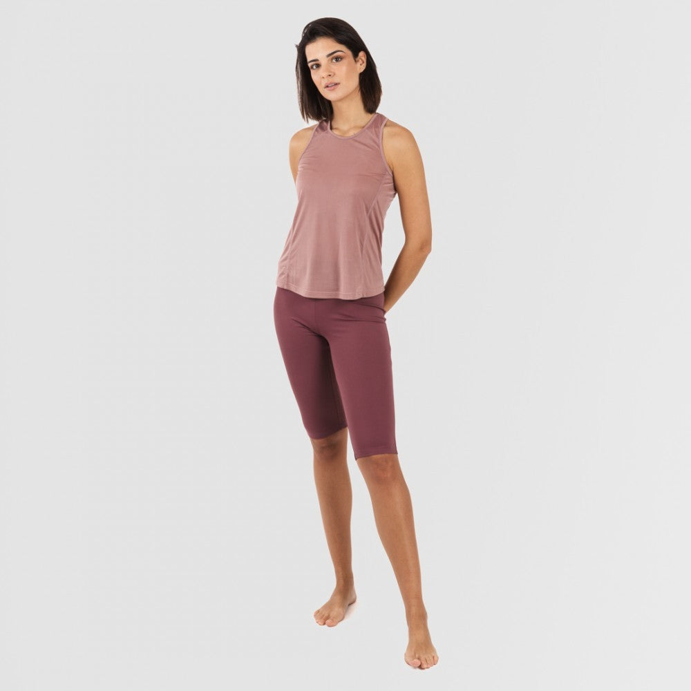 Conjunto deportivo leggings corto mujer malva - berenjena