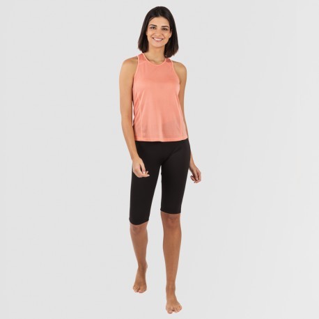 Conjunto deportivo leggings corto mujer naranja - negro