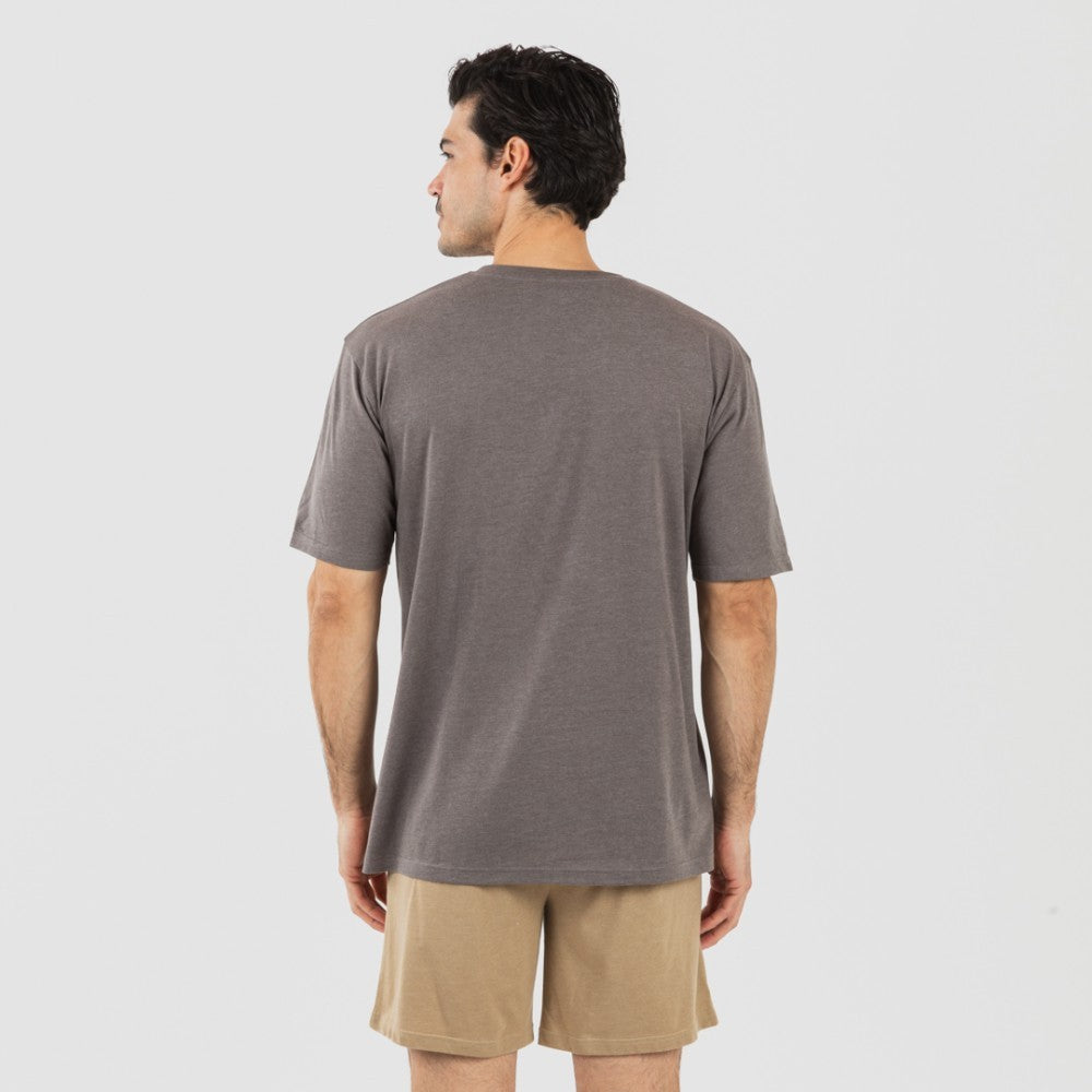 Pijama corto hombre con botones topo arena