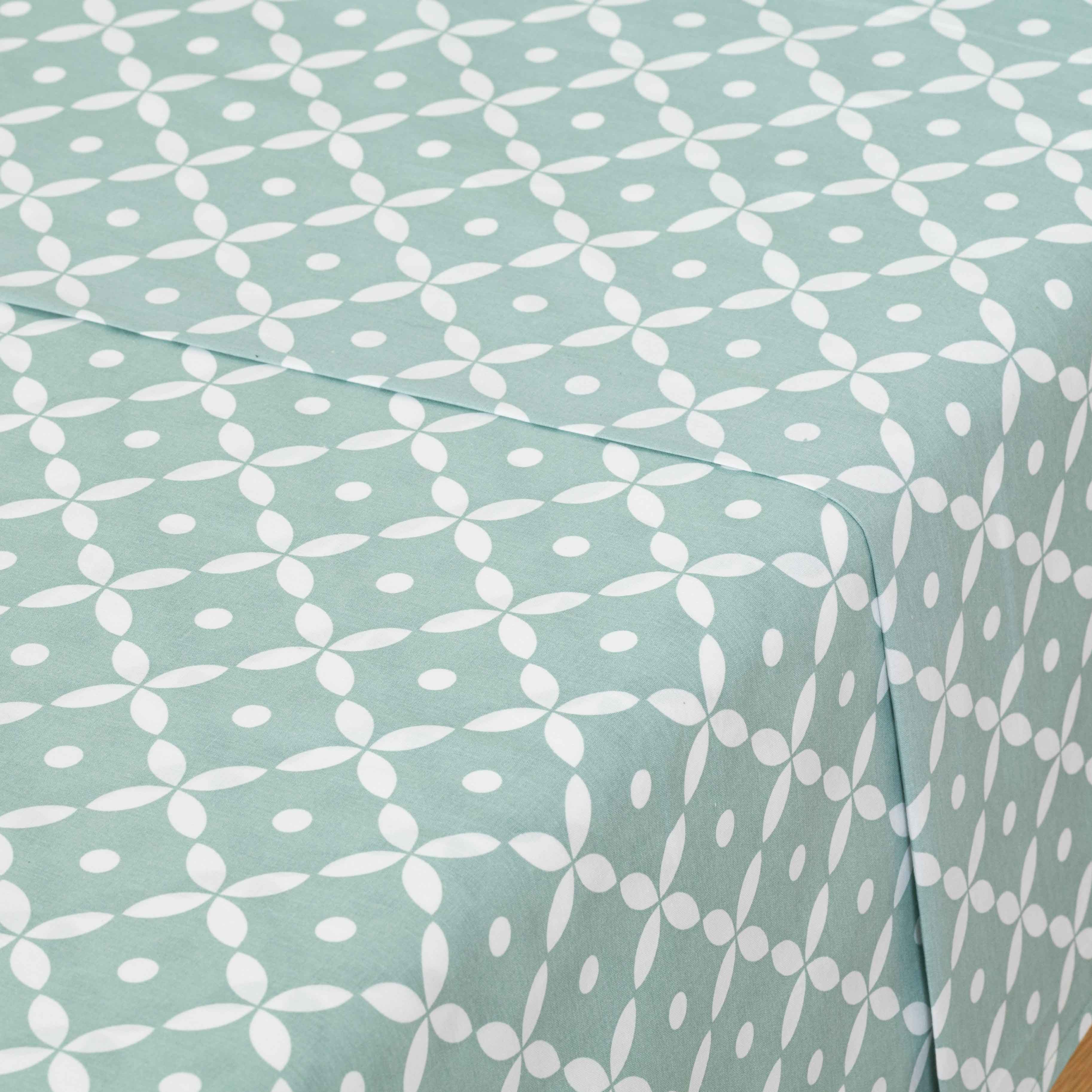 Sinaloa reversible cotton sheet set, tiffany green