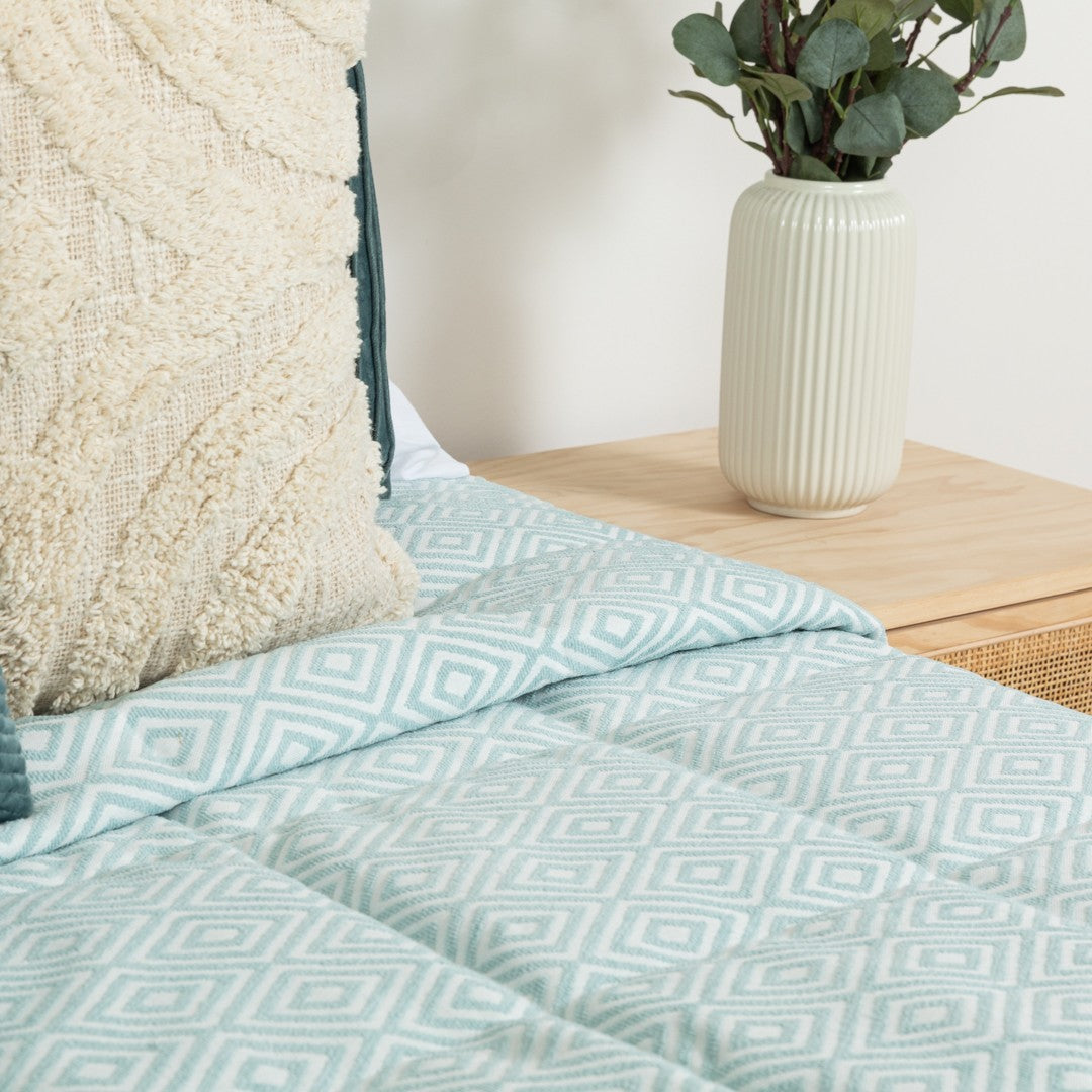 Colcha jacquard chenilla Andres verde tiffany