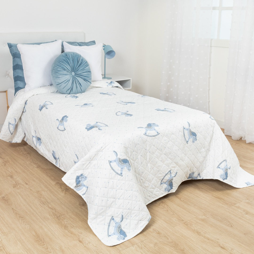 Colcha bouti Caballitos celeste