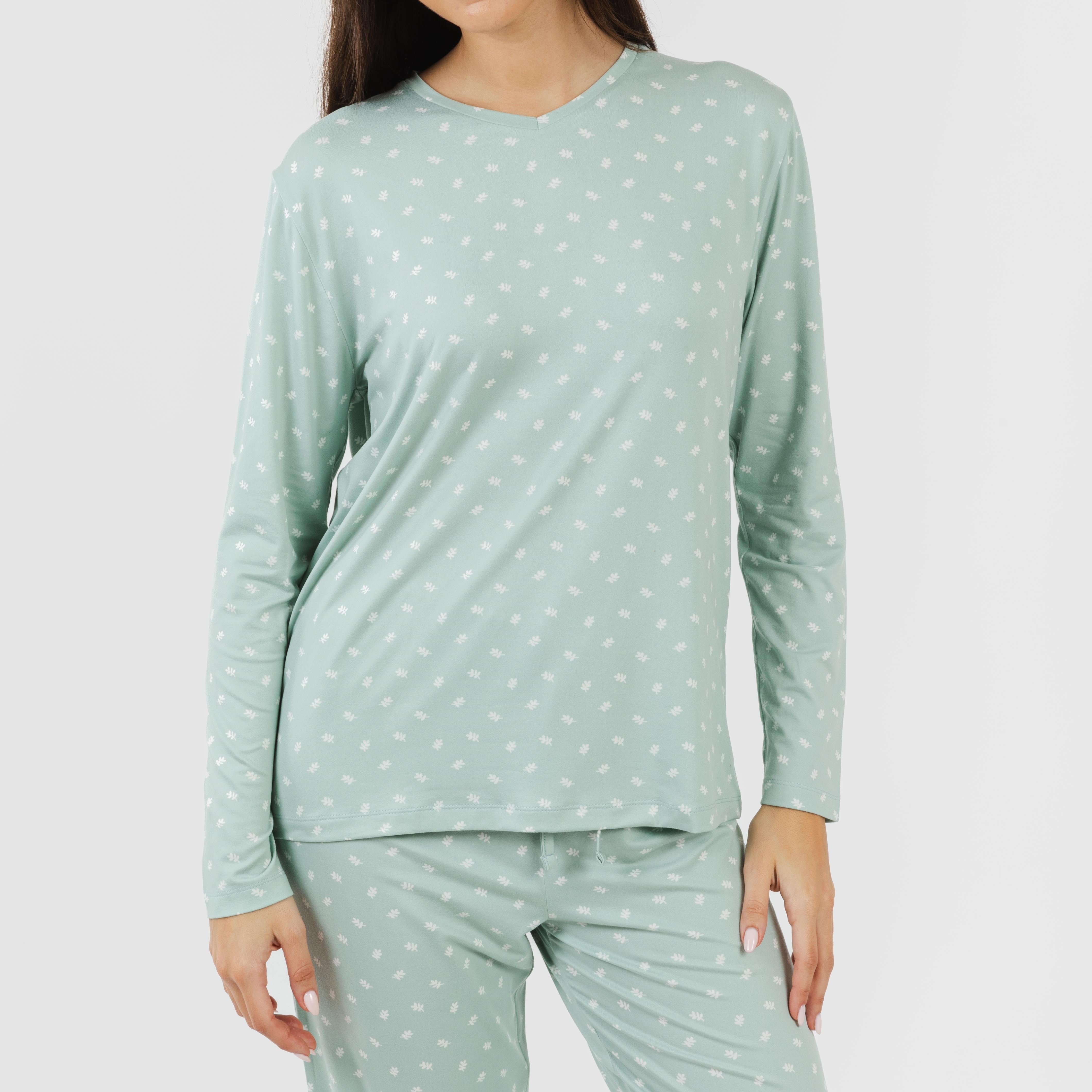 Pijama largo mujer soft Natalie verde tiffany