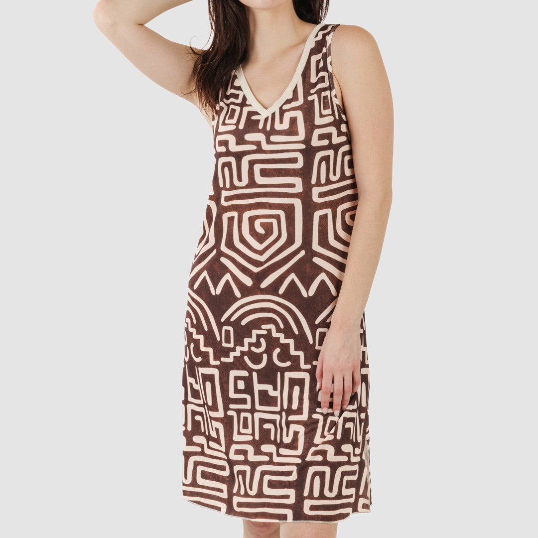 Vestido midi tirantes soft Agara marrón