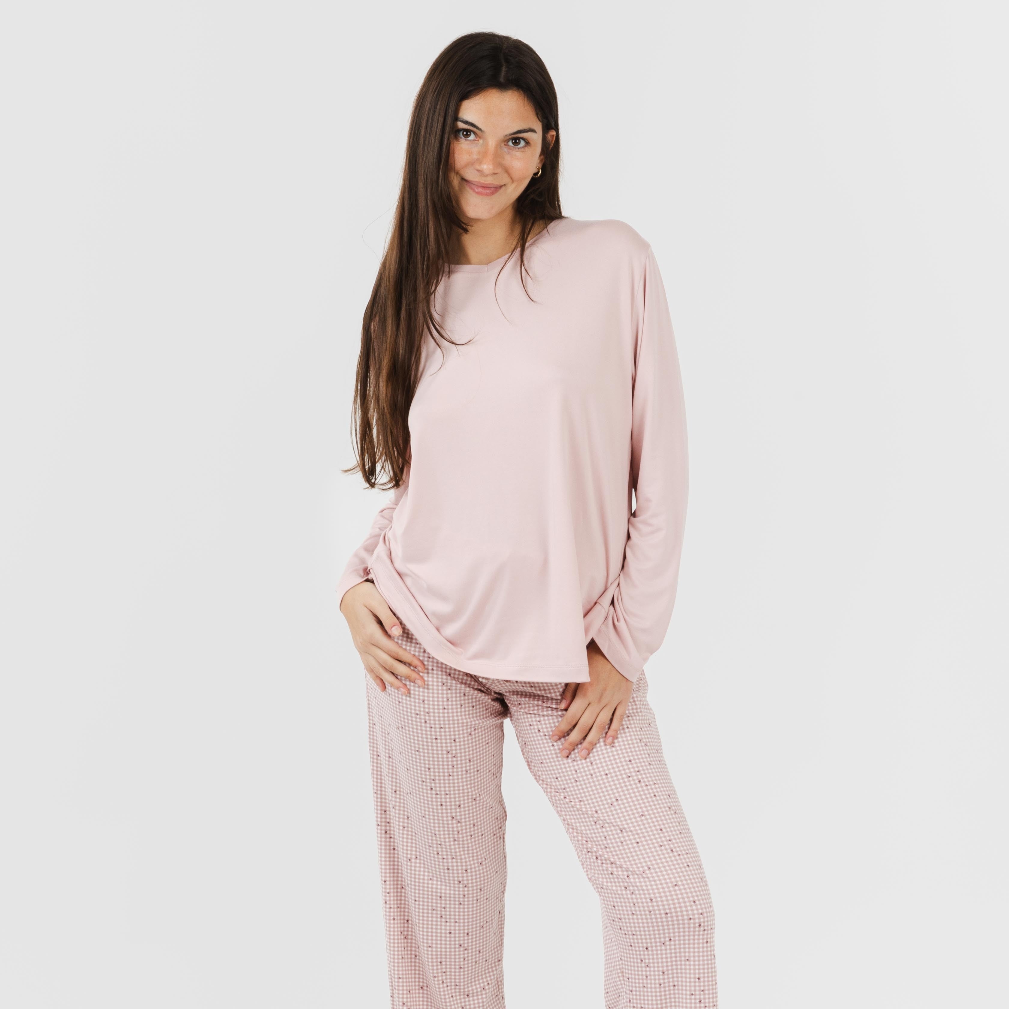 Pijama largo mujer soft Maya rosa palo