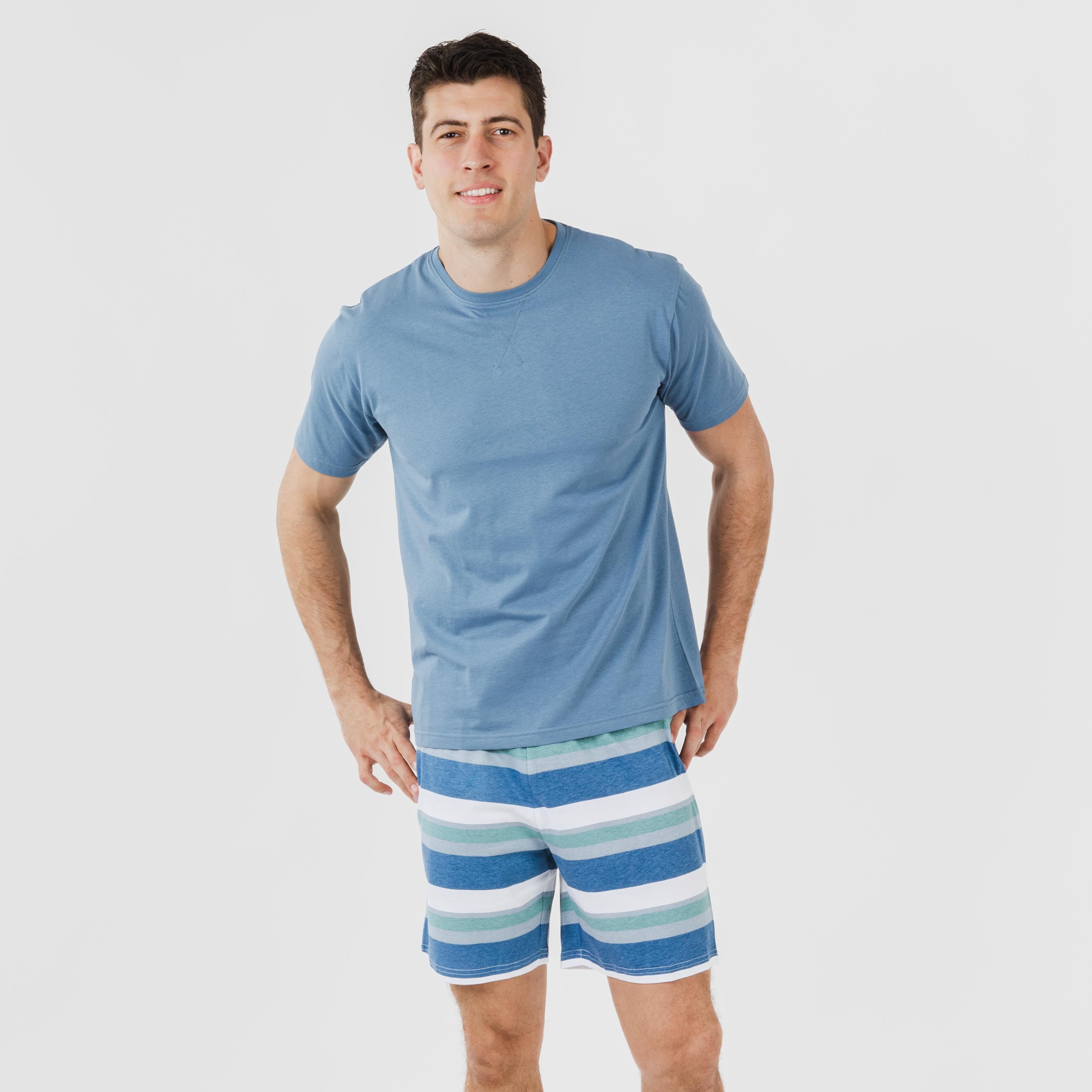 Pijama corto algodón hombre Raya Mark indigo