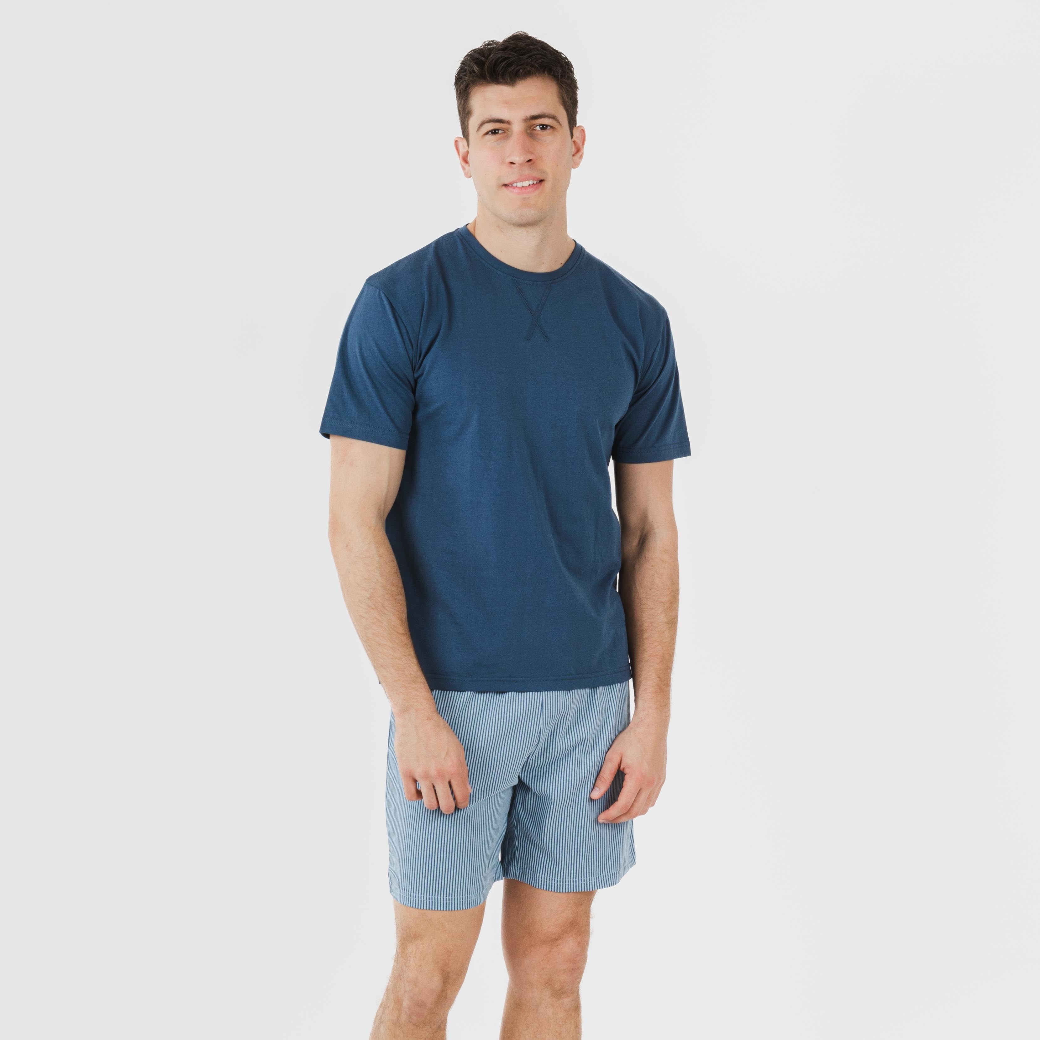 Pijama corto algodón hombre Kristoff azul marino