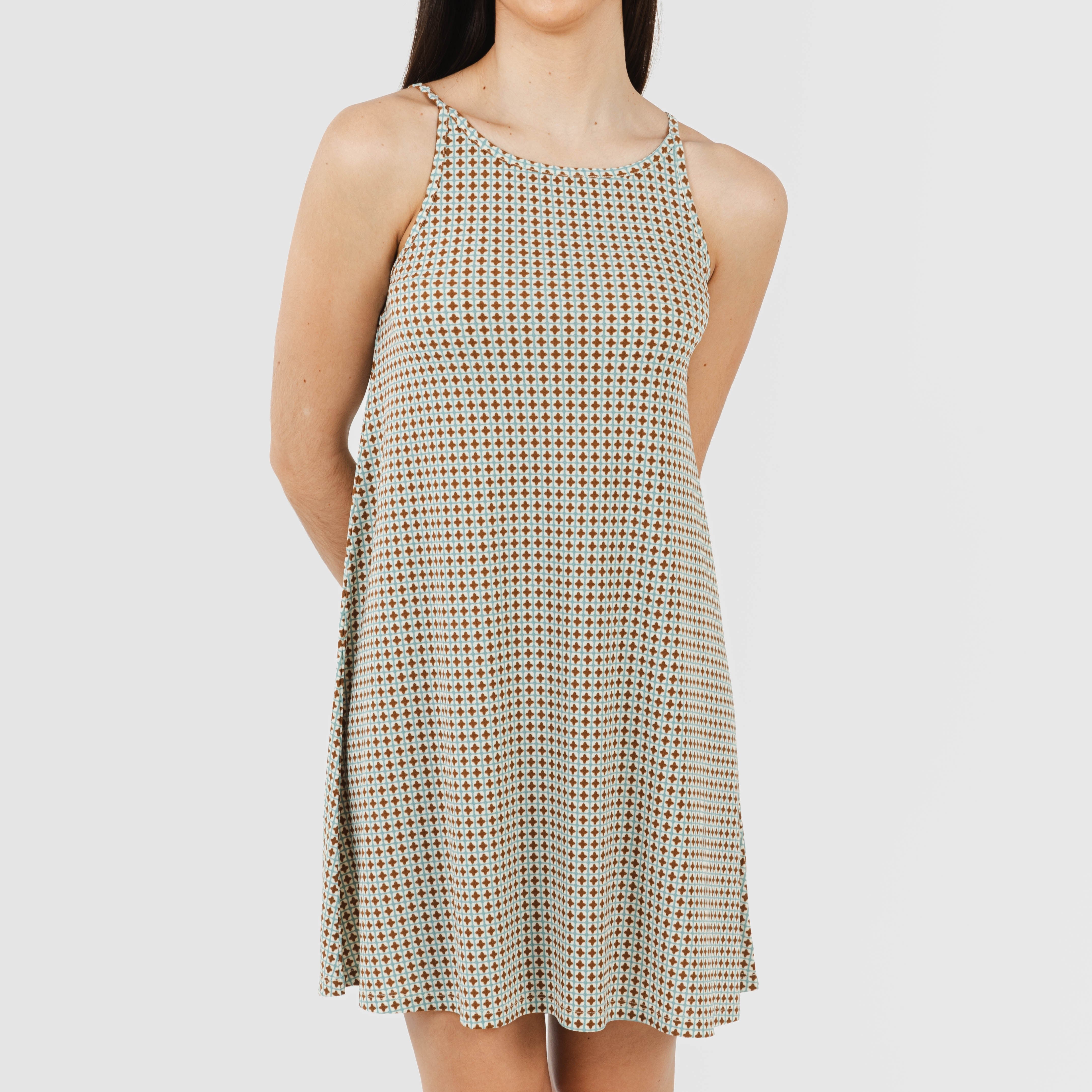 Abito corto in crêpe senza spalline in tamila