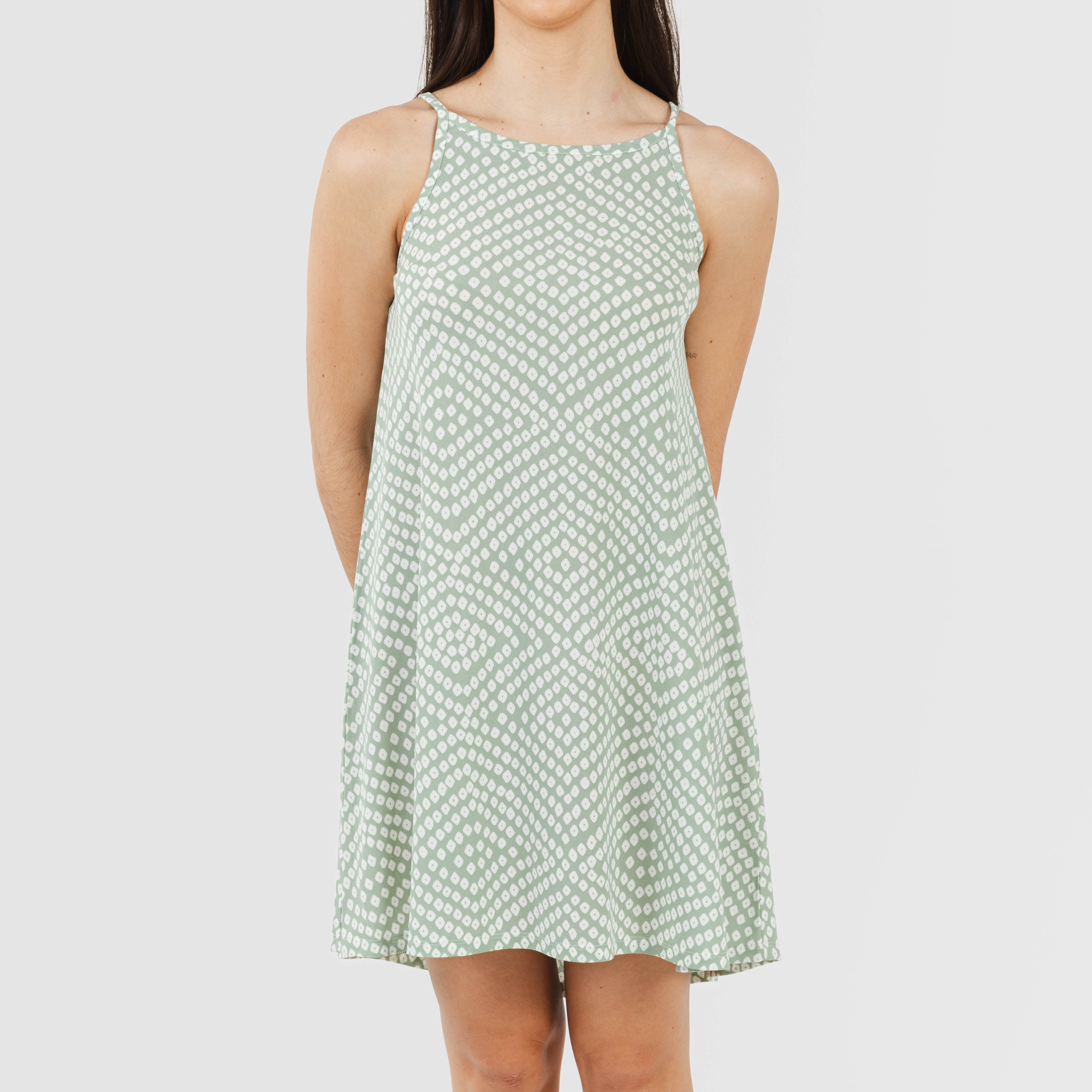 Vestido corto tirantes crepe Columbus verde tiffany