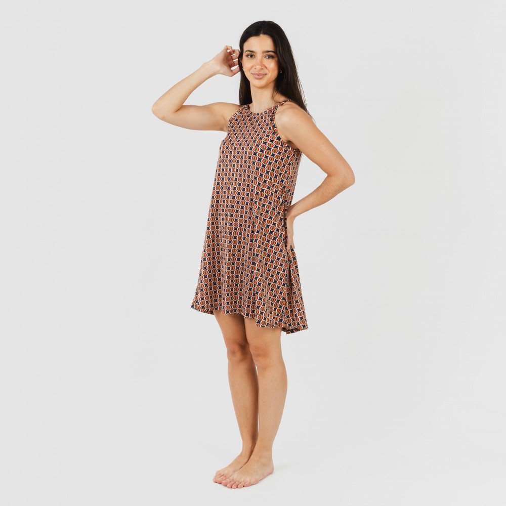 Abito corto in crepe olmeco con spalline